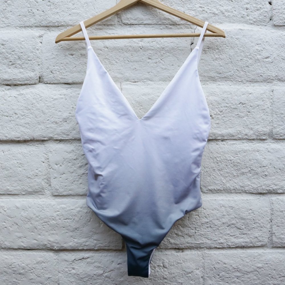 Fella One Piece Swimsuit White Blue Fade Like New!